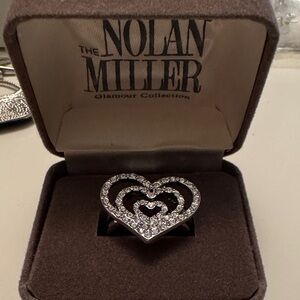Nolan Miller Silver Heart Ring with Sparkling Accents